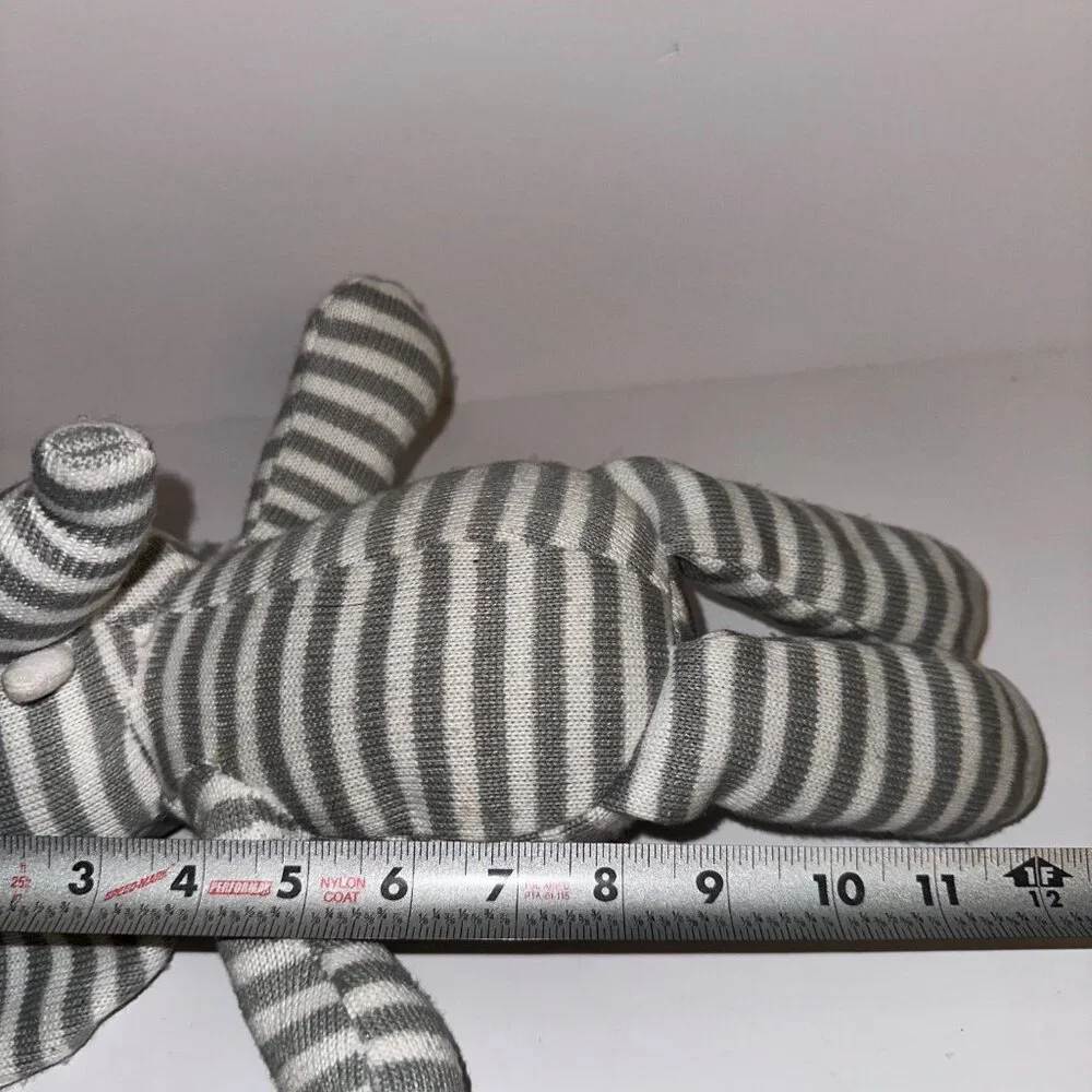 Kellytoy Gray White Stripe Sweater Plush Elephant Rattle Stuffed Animal lovey
